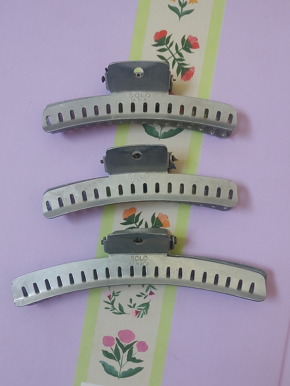 Bundle Of 3 Vintage Solo Metal Hair Wave Clips